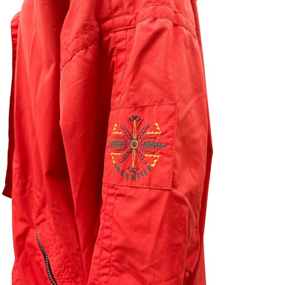 Vintage Obermeyer Red Hooded Ski Winter Jacket Embroidered Details Womens 10 - Picture 9 of 11